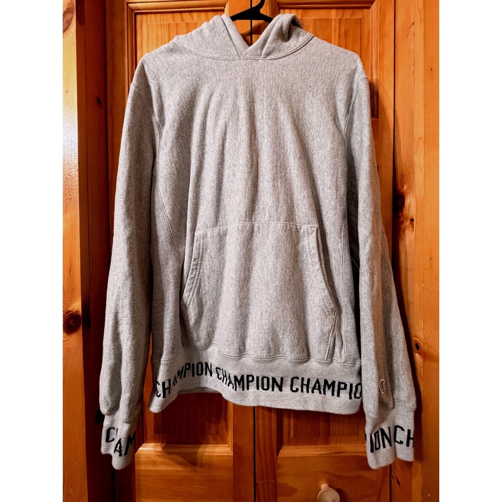 Champion x Todd Snyder Gray Pullover Hoodie Mens Medium Logo Trim Made Canada
